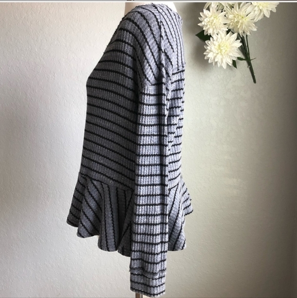 Free People Stripe Peplum Top - Picture 2 of 10